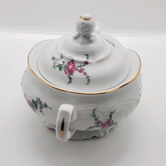 Vintage China Royal Kent Collection Poland Bavarian Rose Sugar Bowl & Creamer - Picture 4 of 13